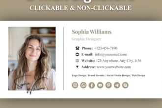 create clickable HTML email signature, modern outlook responsive email signature