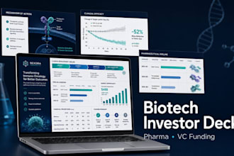 design biotech investor pitch deck and pharma slides in powerpoint or canva