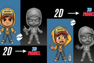 convert 2d to 3d model from 2d image,sketch to stl for 3d printing