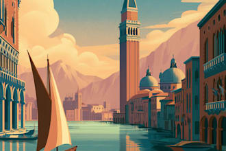 create a travel poster design art deco with a vintage style