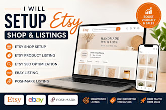 setup etsy shop, etsy products, etsy listing, ebay listing, etsy SEO, poshmark