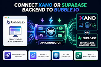 connect xano or supabase backend database to your bubble io web app, bubble saas