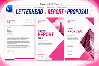 design editable ms word letterhead, report and proposal templates