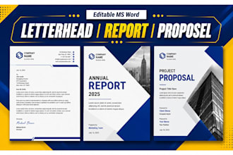 design editable ms word letterhead, report and proposal templates