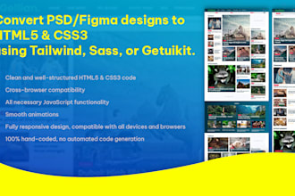convert PSD or figma to HTML5, css3