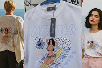 draw retro tropical surf for your t shirt
