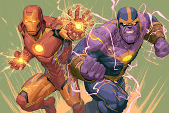 do a superhero comic illustration