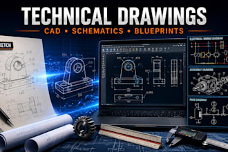 create technical drawings, product blueprints draft, piping drawings in autocad