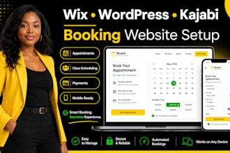 create wix, wp and kajabi booking website for services and classes