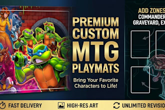 design premium custom playmat, board game art, tcg and mtg card games