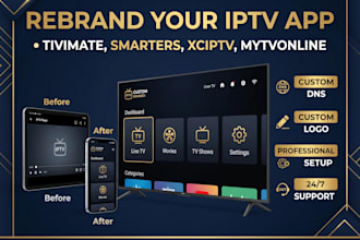 create a professional ios iptv app and android iptv app withwhite label branding