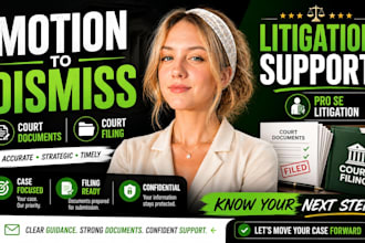 provide litigation support, motion to dismiss and court filing help