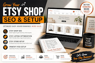 do etsy shop setup, etsy listings SEO, etsy printify printful and pod setup