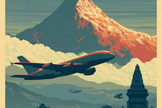 do an attractive travel poster in retro vintage style