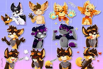 custom animated furry telegrram stickers, whatsapp stickers and stream stickers
