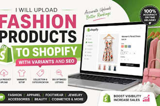 upload fashion products to shopify with variants and SEO
