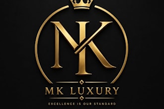 design elegant mk minimalist monogram logo with crown