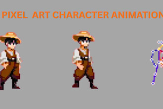 pixel art characters, sprites, and animations