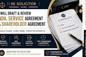 draft and review nda, service agreement and shareholder agreement