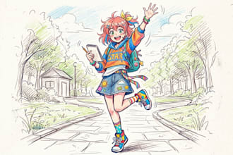 draw anime sketch colored
