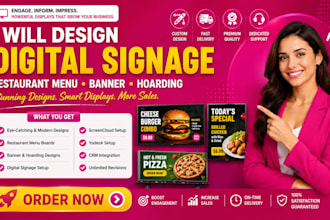 design digital signage restaurant menu banner hoarding screencloud yodeck crm