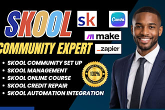 setup skool online community, skool community manager, skool course creation
