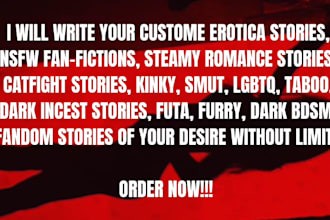 write nsfw fanfiction bdsm futa erotica dark incest taboo smut catfight story