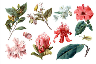 create a professional botanical fruits illustration