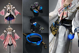 design anime cosplay armor, 3d masks, props, helmets, and game character models