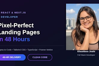 design and develop a pixel perfect react and next js landing page in 48 hours