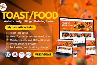 design wordpress restaurant website toast pos food recipe blog online ordering