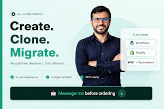 create clone copy website and migrate to wordpress wix shopify squarespace