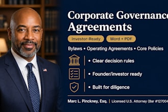 write corporate governance agreements and startup company bylaws