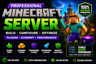 build and configure a professional minecraft smp server with plugins and economy