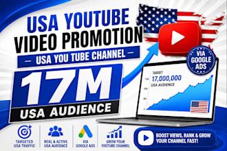 usa youtube USA video promotion USA you tube channel to 17m USA via google ads