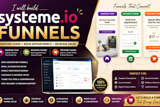 create a high converting systeme io sales funnel squeeze page and booking funnel