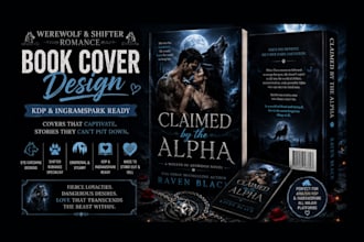 create a werewolf or shifter romance book cover for KDP authors