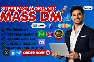 do whatsapp API wati, telegram mass dm, discord mass dm, and linkedin mass dm