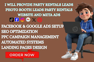 provide party rentals leads photo booth leads party rentals website and meta ads