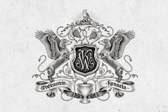 do vintage, wolfenstein kennels, glas gunmakers and coats of arms logo