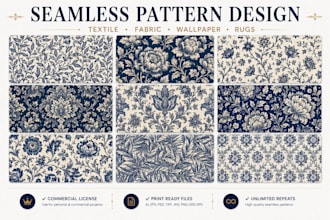 design seamless patterns for fabric, wallpaper and rugs