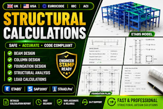 provide structural load calculations for beams, slabs, columns and foundation