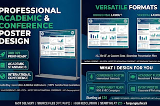 design academic research poster for conference or seminar presentation