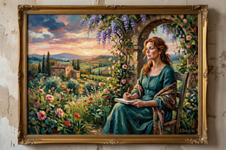 make artistic oil painting on oil canvas