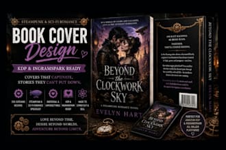 design a steampunk or sci fi romance ebook cover for self publishers