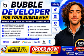 do bubble website bubble developer bubble mvp, saas or web app with ai automatio