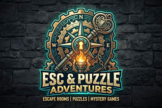design a creative escape room logo for puzzle games, adventure venues