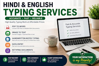 do hindi and english typing from PDF, images, and handwritten notes