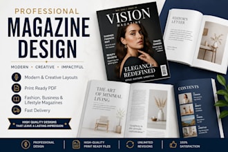 design a professional magazine layout and editorial design