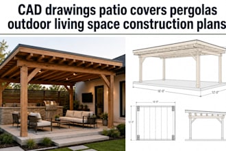 cad drawings patio covers pergolas outdoor living space construction plans